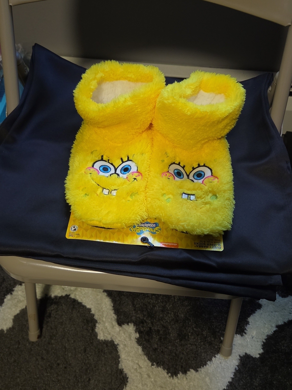 Nickelodeon SpongeBob Bright Yellow Plush Slipper Bootie Socks